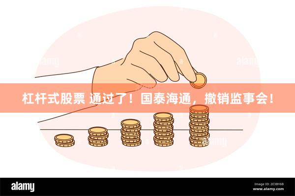 杠杆式股票 通过了！国泰海通，撤销监事会！